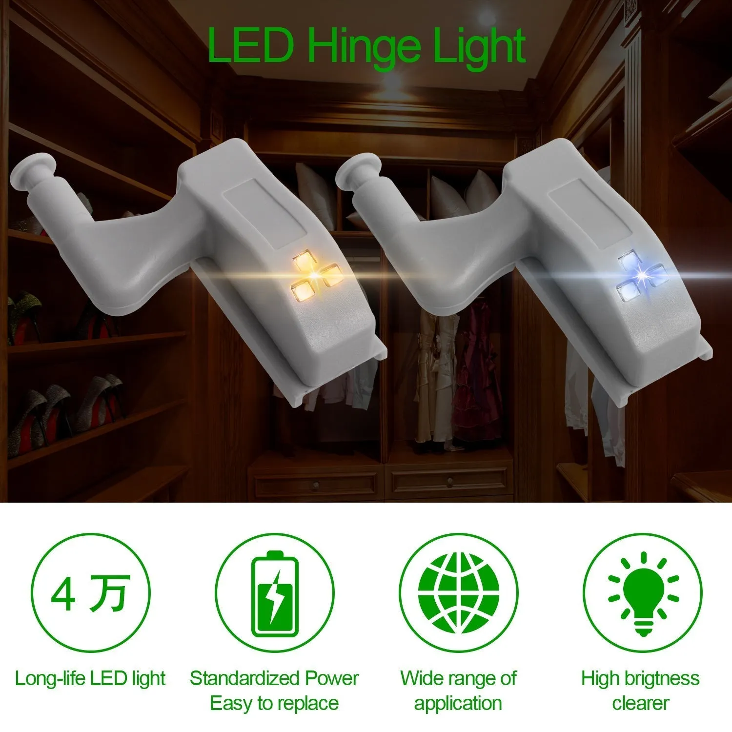 10pcs LED Sensor Hinge Wardrobe Lamp