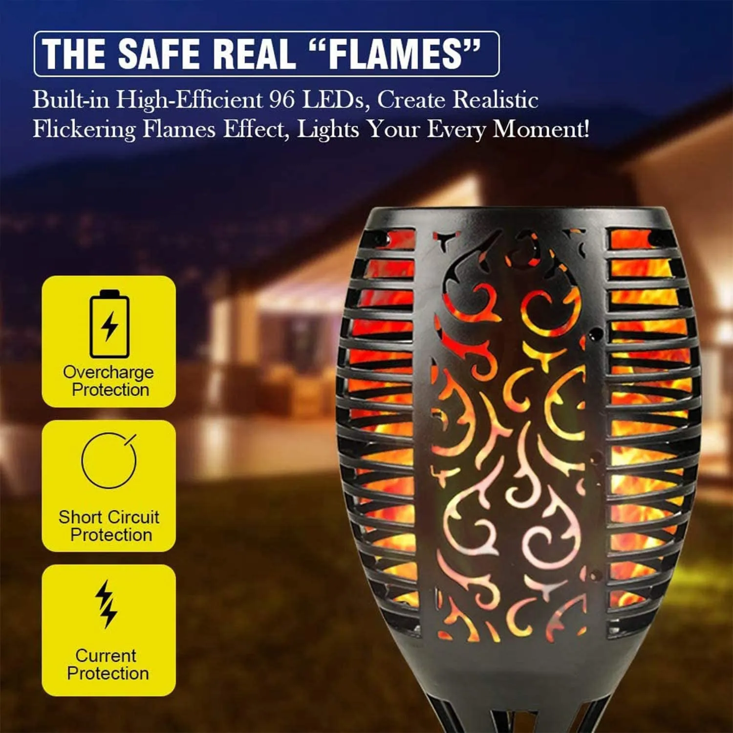 12  Led Flickering Flame Solar Lamp