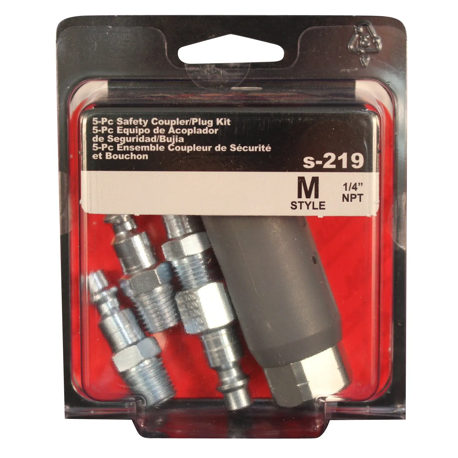 1/4" FNPT M-STYLE® Safety Coupler and Plug Kit - 5 Piece