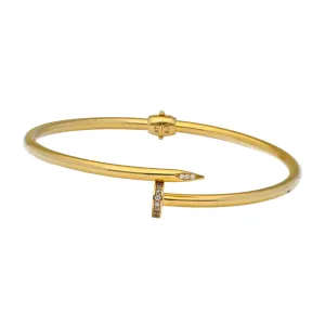 18K Yellow Gold & CZ Nail Bangle (10.5gm)