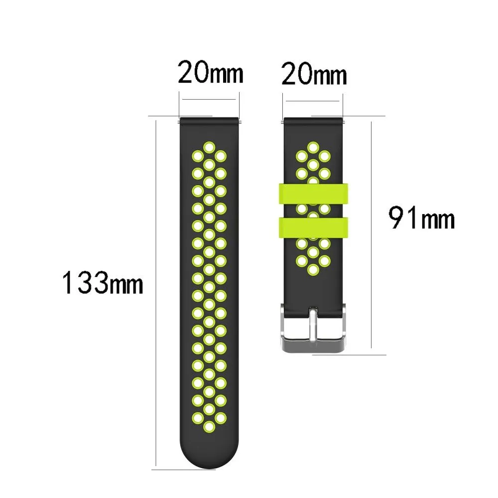 20mm Universal dual color silicone watch strap - Black / Yellow