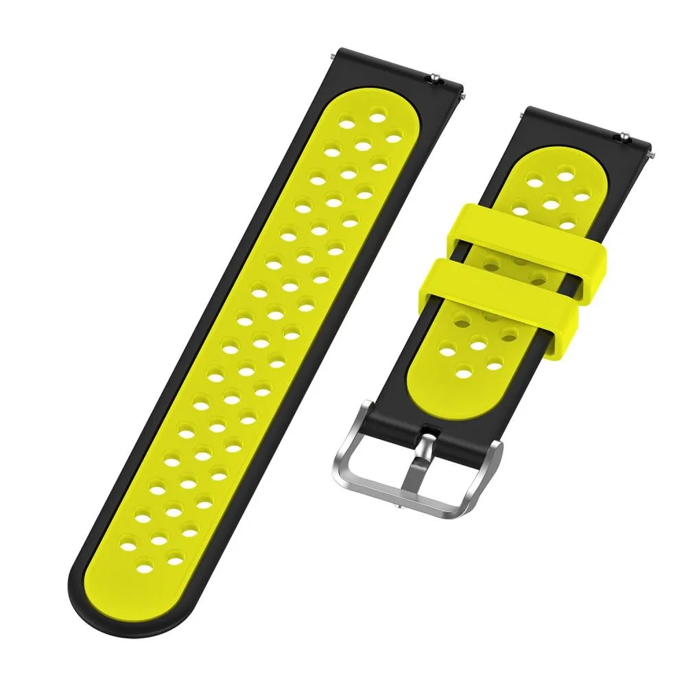 20mm Universal dual color silicone watch strap - Black / Yellow