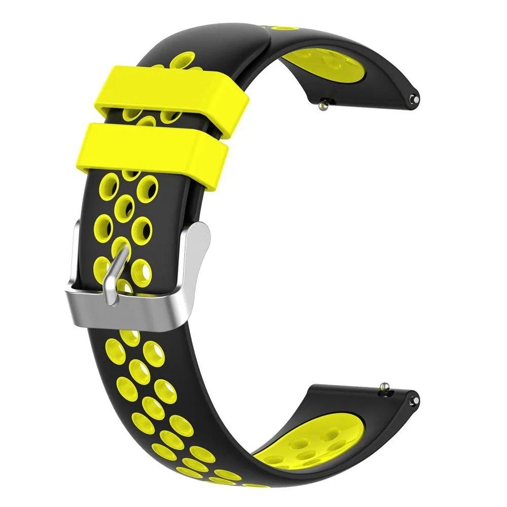 20mm Universal dual color silicone watch strap - Black / Yellow