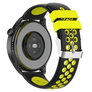 20mm Universal dual color silicone watch strap - Black / Yellow