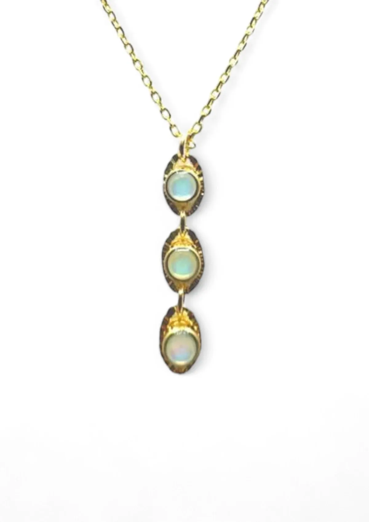 3 Drop Opal Chain Necklace