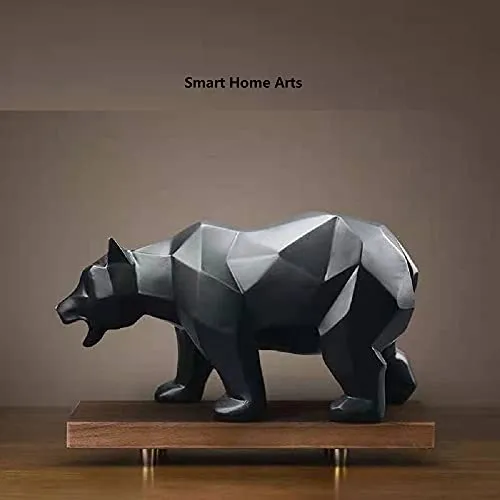 Abstract Sculptures Home Decor Animal Figurines Geometric Surface Statues (Black Bear)