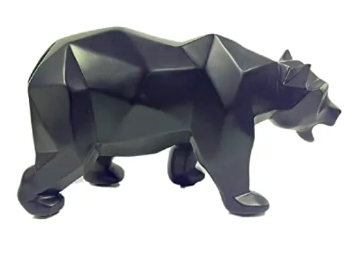 Abstract Sculptures Home Decor Animal Figurines Geometric Surface Statues (Black Bear)