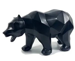 Abstract Sculptures Home Decor Animal Figurines Geometric Surface Statues (Black Bear)