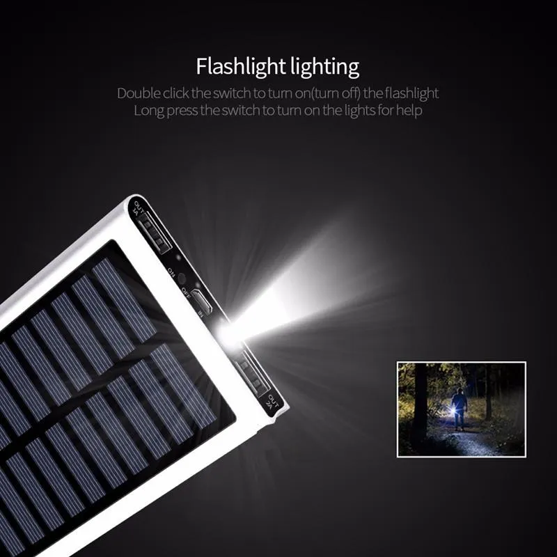 Aluminum Portable Solar Power Bank 20000 mAh