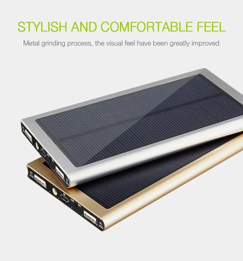 Aluminum Portable Solar Power Bank 20000 mAh