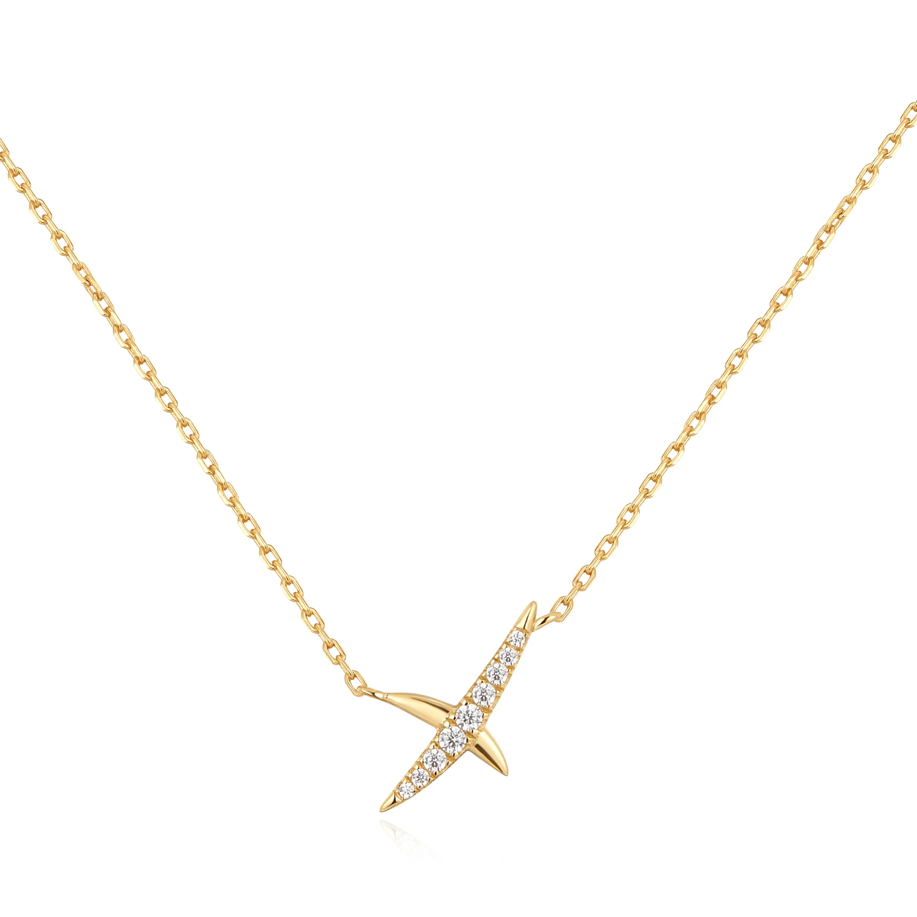 Ania Haie Yellow Gold Pave Kiss Necklace