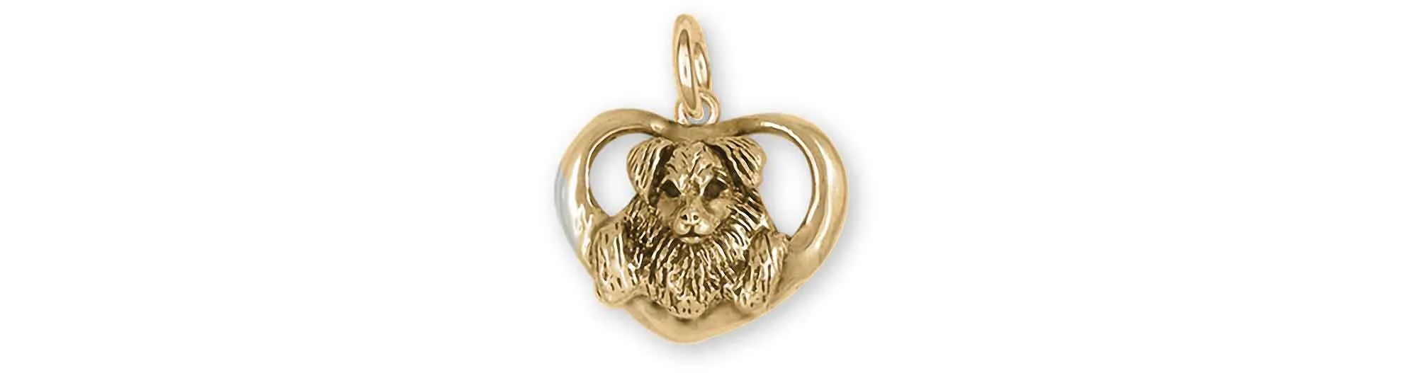 Australian Shepherd Jewelry 14k Yellow Gold Handmade Australian Shepherd Charm  ASH1-CG