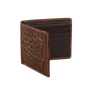 Bark Brown Mock Croc Leather Wallet