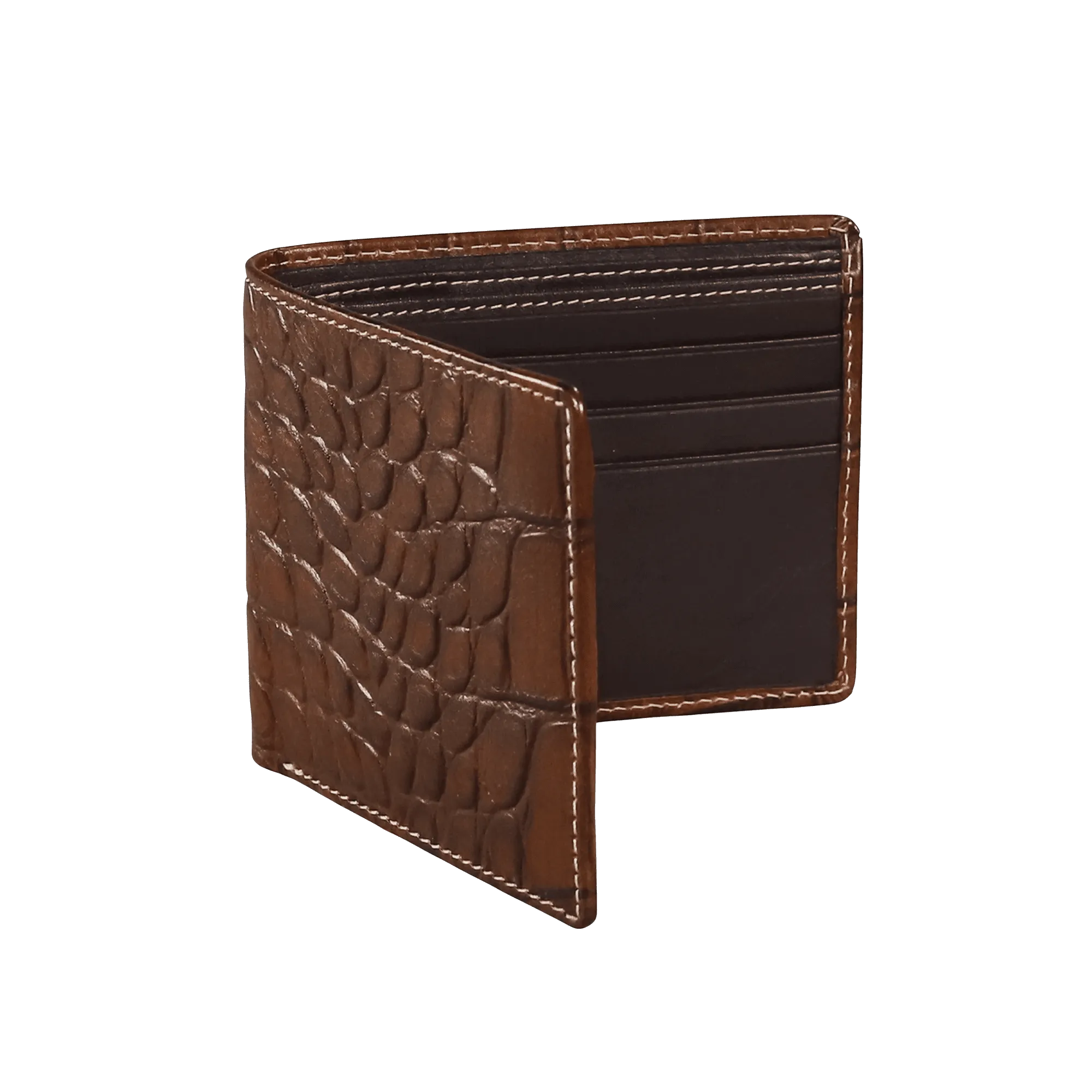 Bark Brown Mock Croc Leather Wallet