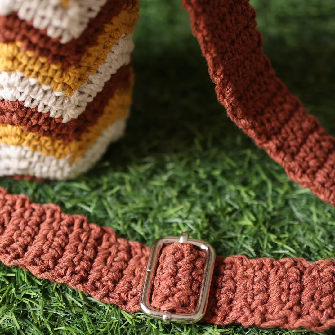 Chevron Brown Handmade Crochet Sling Bottle Cover