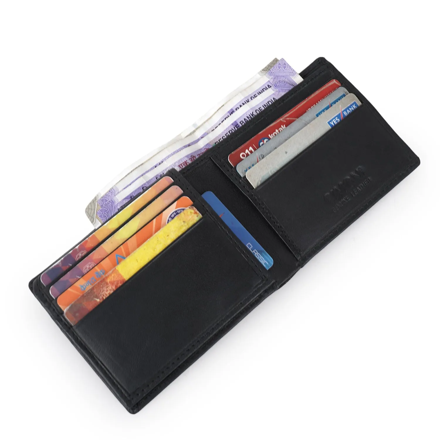 CIMONI Genuine Leather Classy Black Slim Travel Credit Cards Trendy Wallet for Men