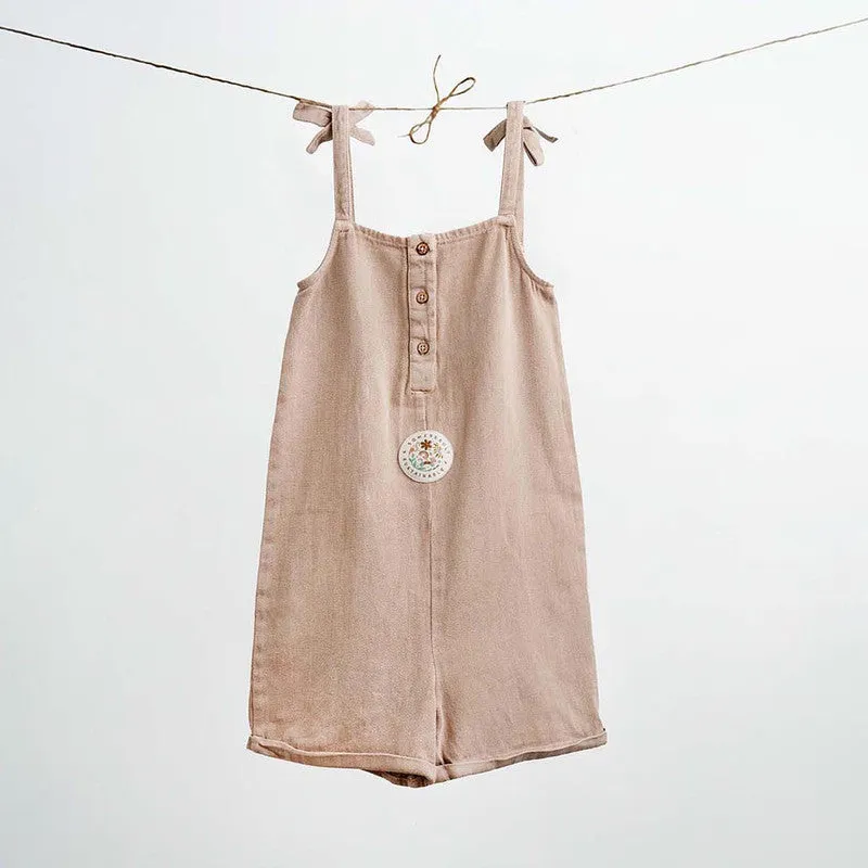 Cotton Twill Dungaree for Baby | Brown