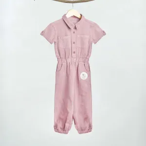 Cotton Twill Jumpsuit for Kids | Pink