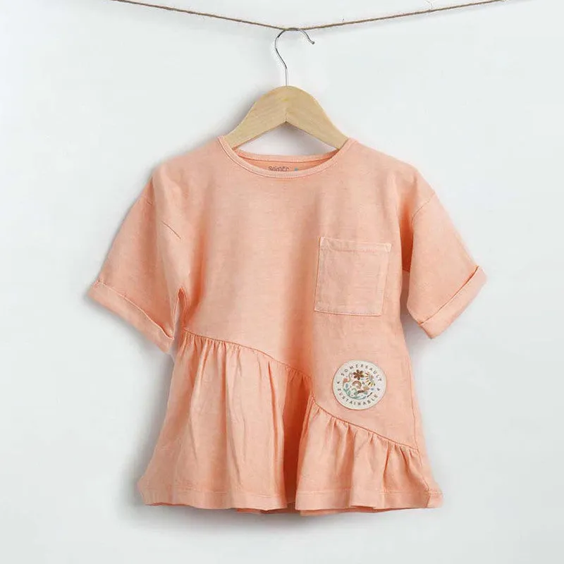 Cotton Twill Top for Kids | Peach