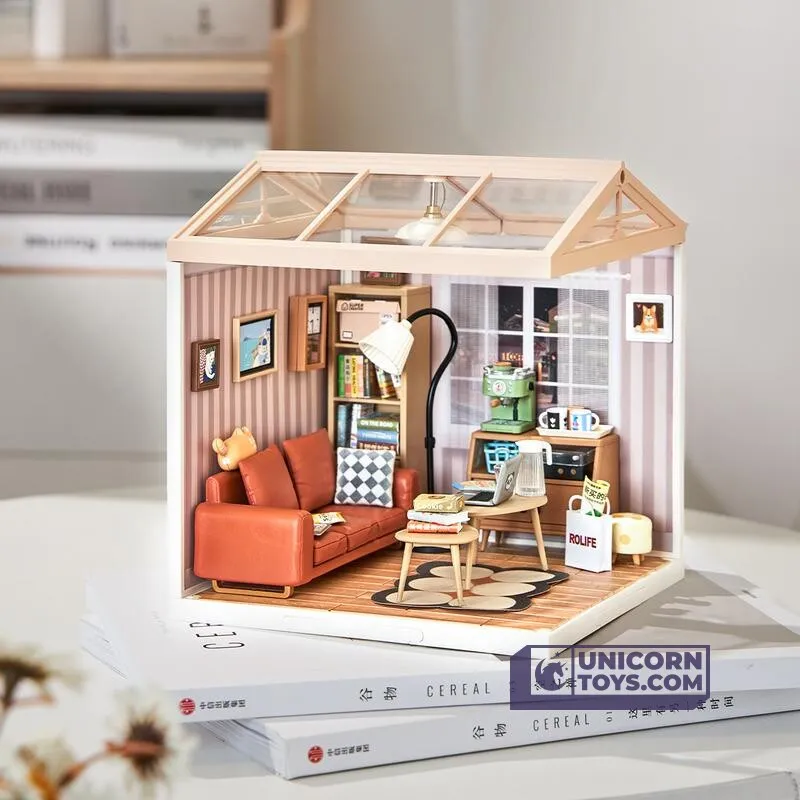 Cozy Living Lounge | Rolife Super Creator DW007 DIY Stackable Dollhouse Miniatures Kit