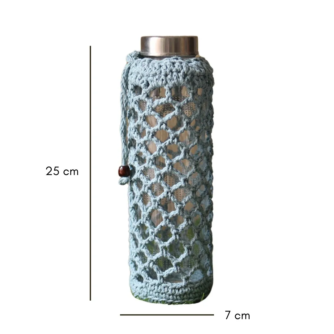 Crochet Web Grey Handmade Bottle Cover