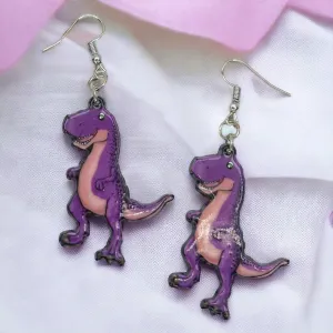 Dinosaur Earrings - Dinosaur Jewelry, Purple Dinosaur, Handmade Earrings, Handmade Jewelry, Animal Earrings, Animal Jewelry, Dino Earrings