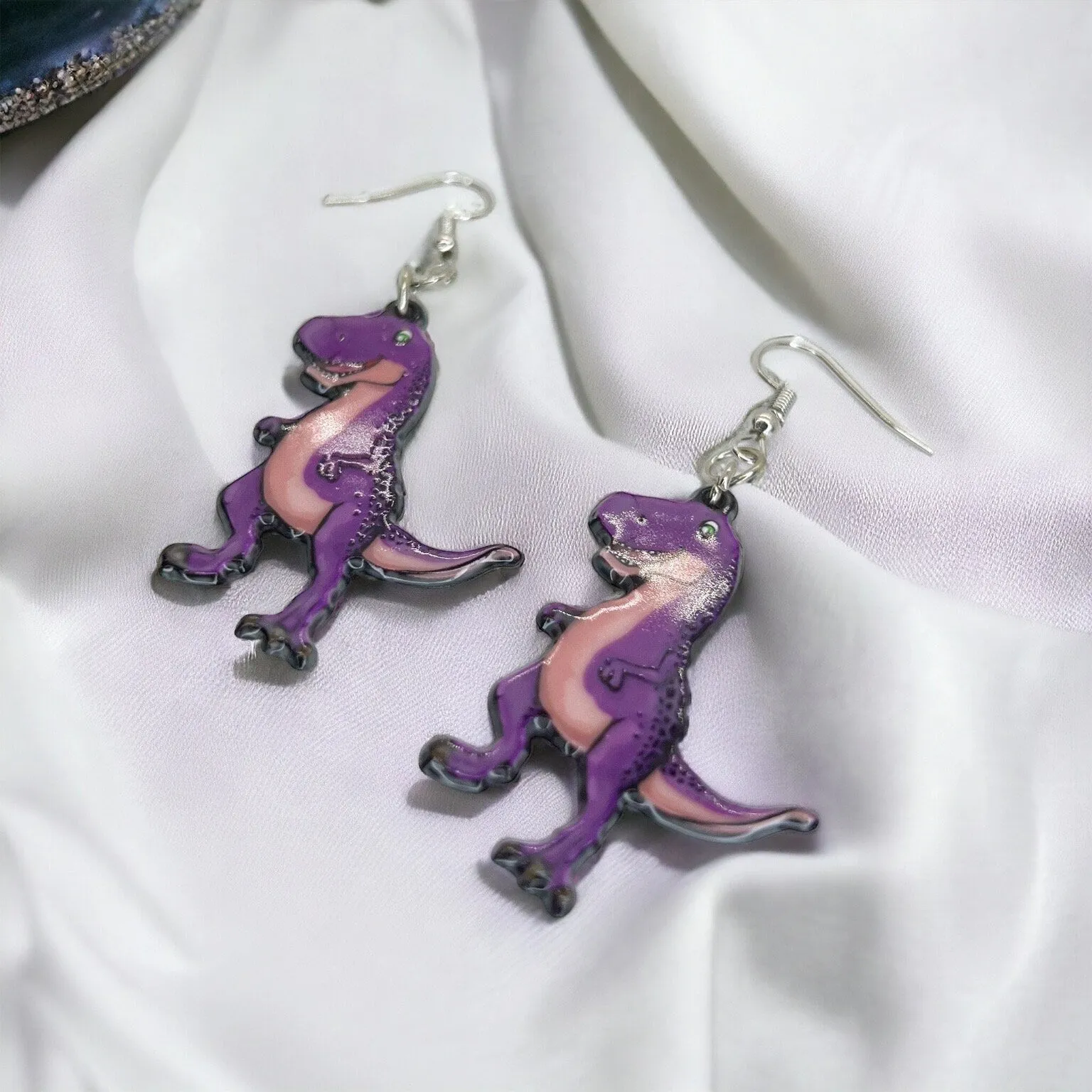 Dinosaur Earrings - Dinosaur Jewelry, Purple Dinosaur, Handmade Earrings, Handmade Jewelry, Animal Earrings, Animal Jewelry, Dino Earrings