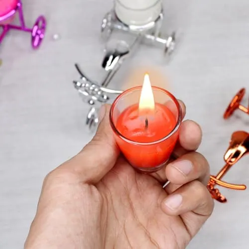 Fully Cycle Shape Tea Light Glass Candle/Diwali Candle for Home Decoration Ideal Gift for Family(Set of 2)