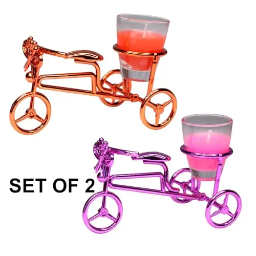 Fully Cycle Shape Tea Light Glass Candle/Diwali Candle for Home Decoration Ideal Gift for Family(Set of 2)