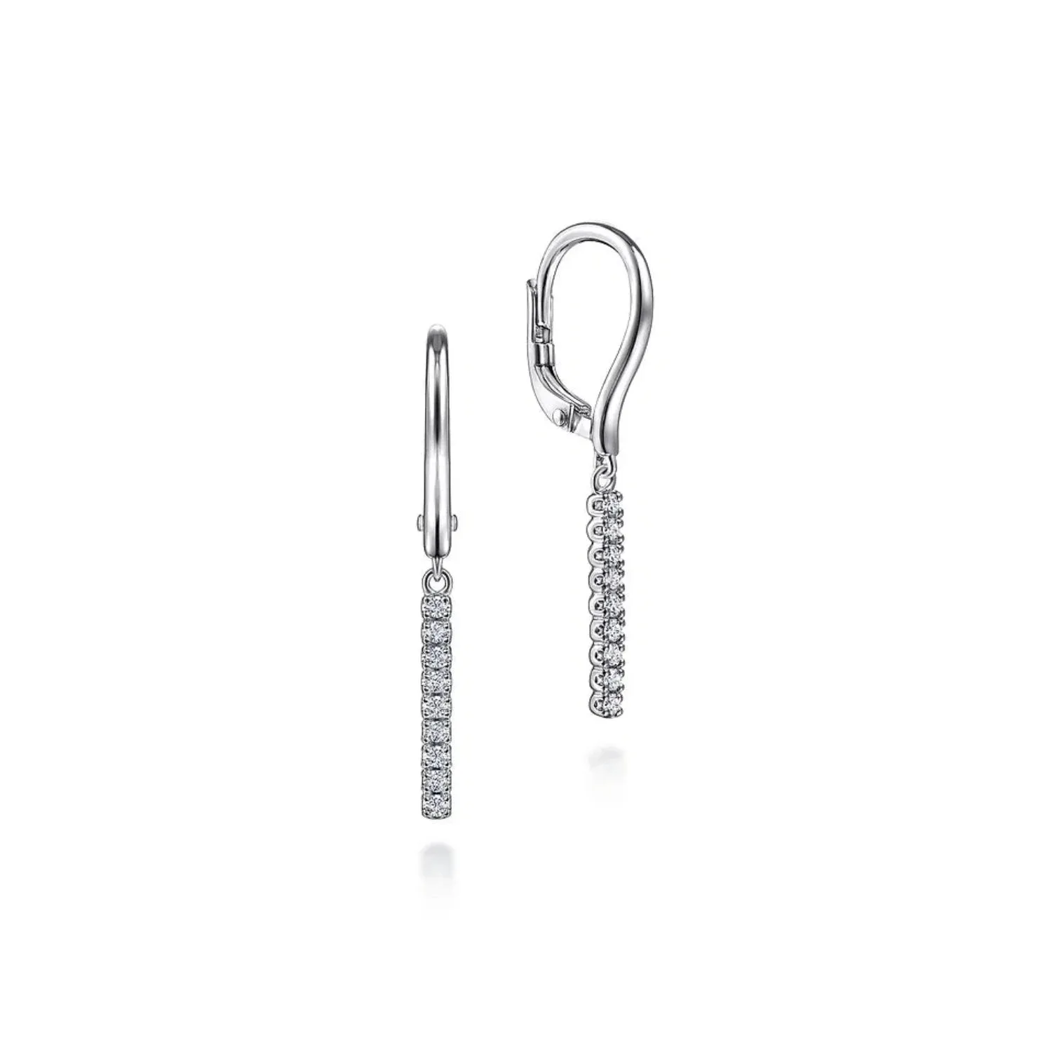 Gabriel & Co. Pave Diamond Bar Drop Leverback Earrings