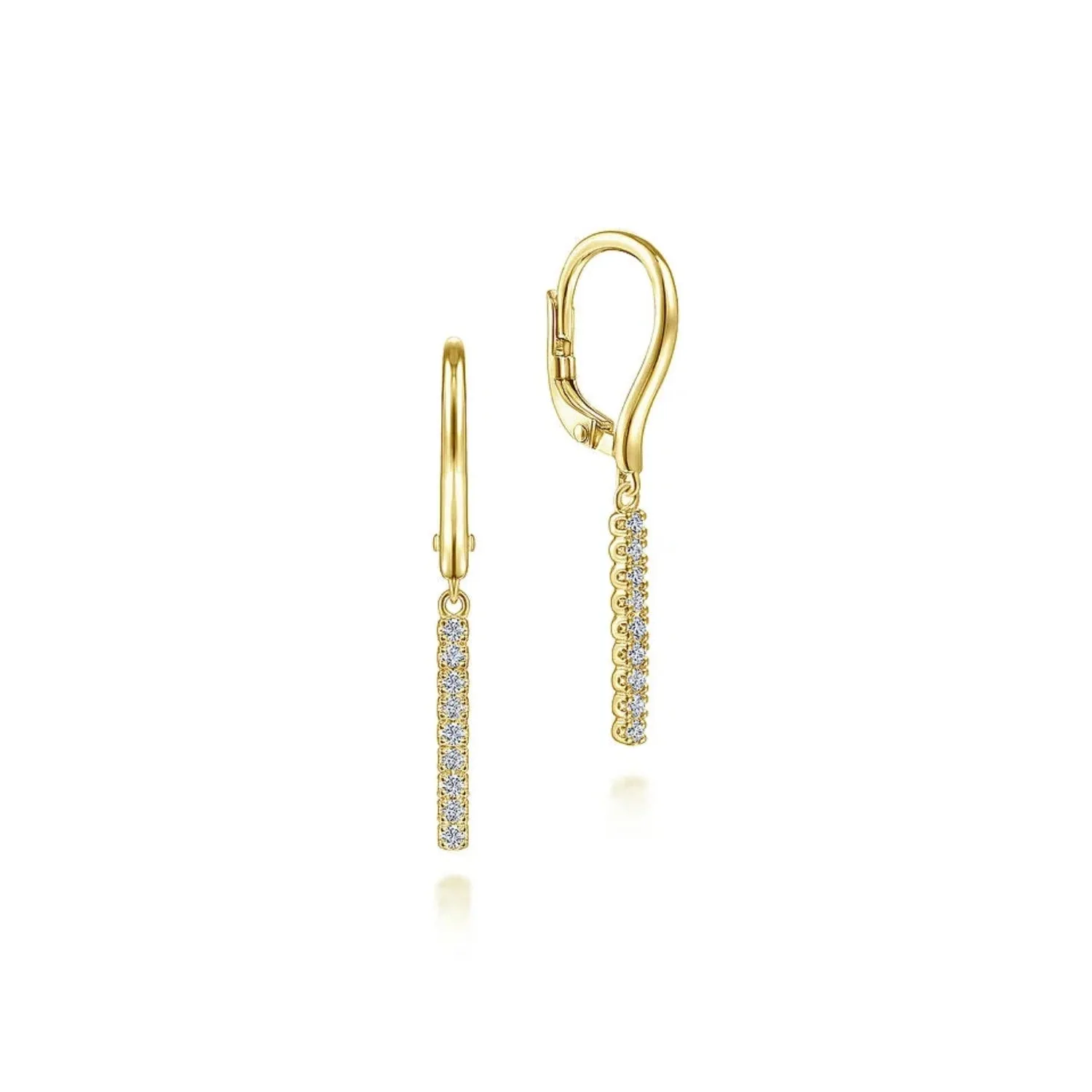 Gabriel & Co. Pave Diamond Bar Drop Leverback Earrings