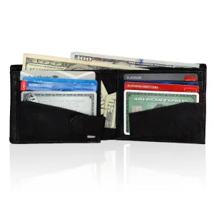 Genuine Men's Extra Capacity Leather Slimfold Wallet - Black