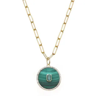 Gpn15 Malachite Disc Necklace