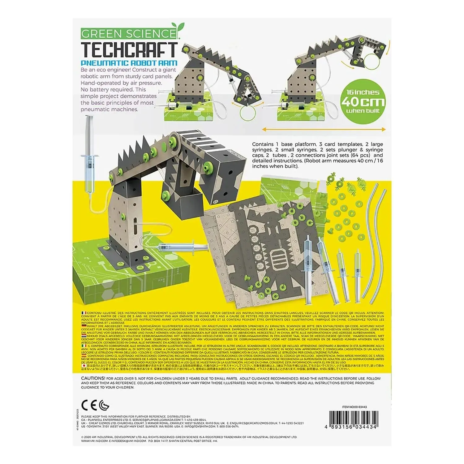 Green Science Pneumatic Robot Arm Construction Kit 40cm Age 5 