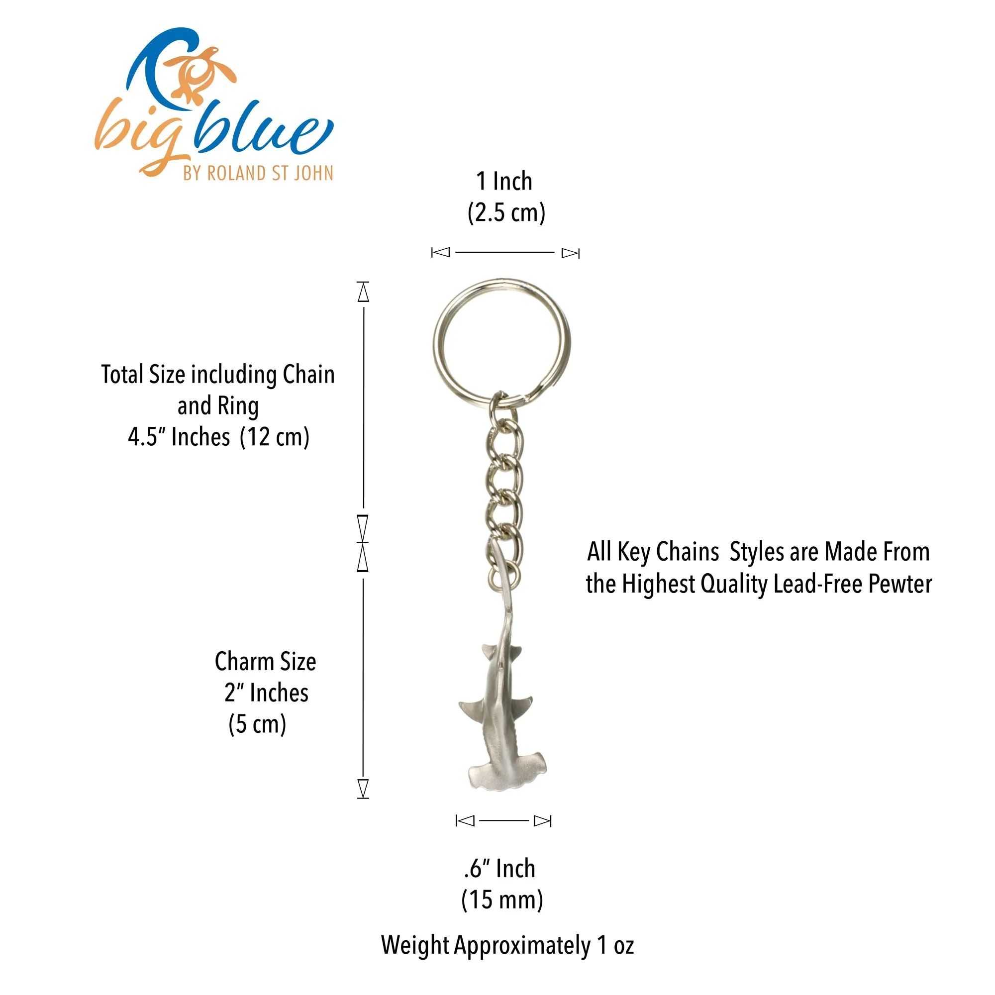 Hammerhead Shark Keychain for Men and Women- Hammerhead Shark Charm, Gifts for Shark Lovers,  Realistic Shark Key Fob, Sea Life Keychain, Scuba Gifts