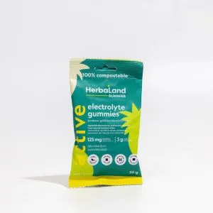 Herbaland Electrolyte Gummies Compostable Packaging