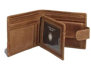 Johnny Black Rugged Leather 9CC Wallet | Brown - "Big 5 Detail"