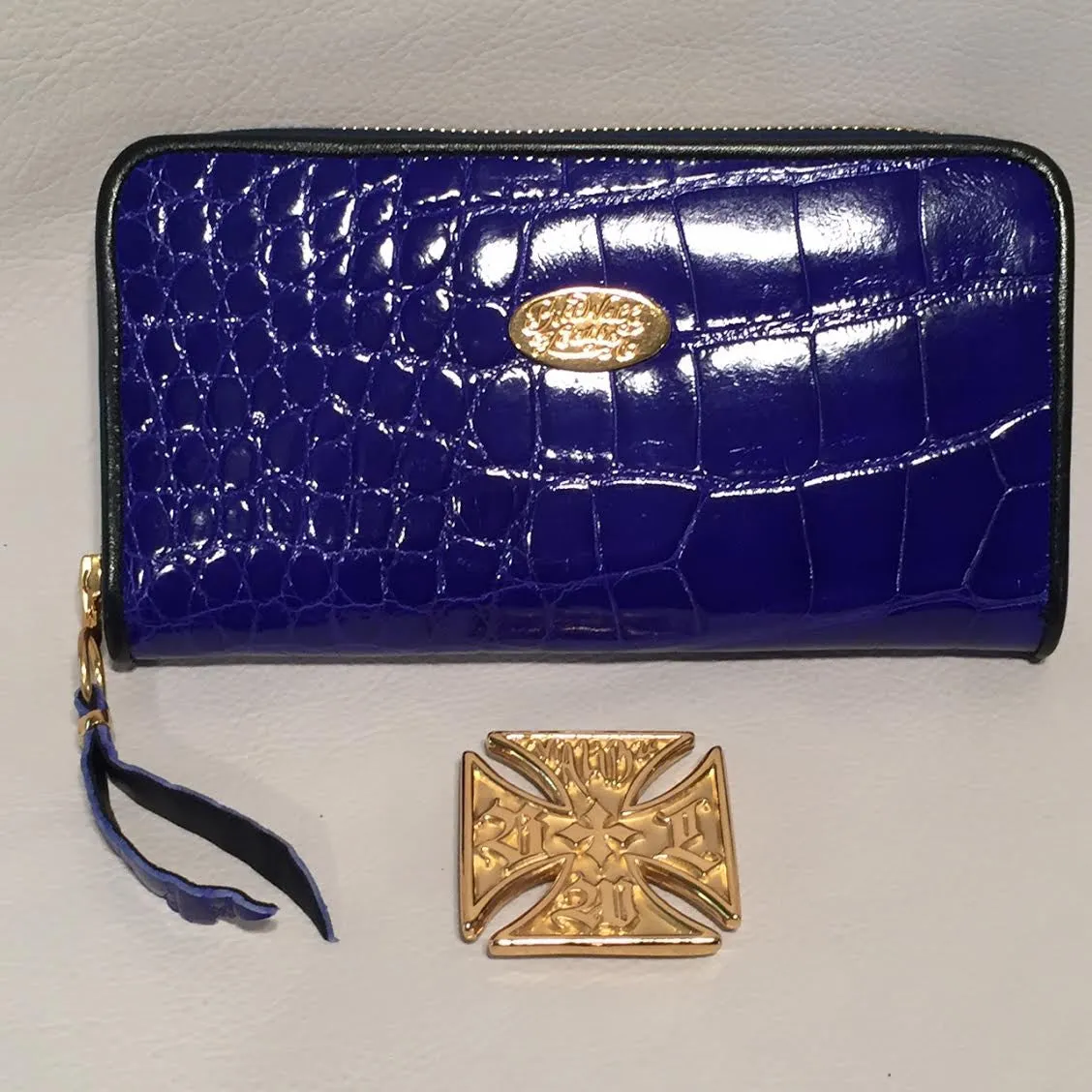 Large Zipper Wallet in Lapis Blue Crocodile Leather