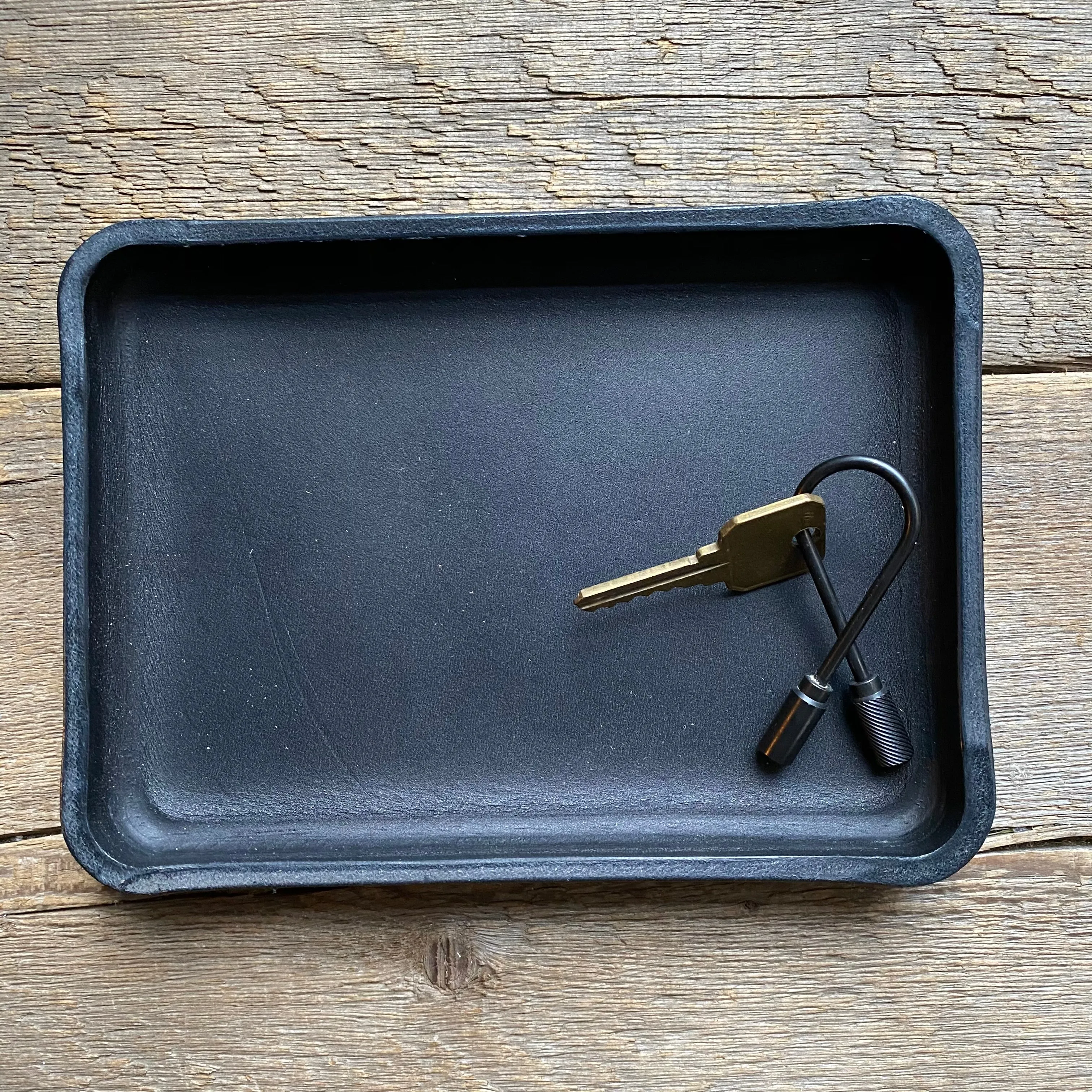 Leather Valet Catchall Trays, Black