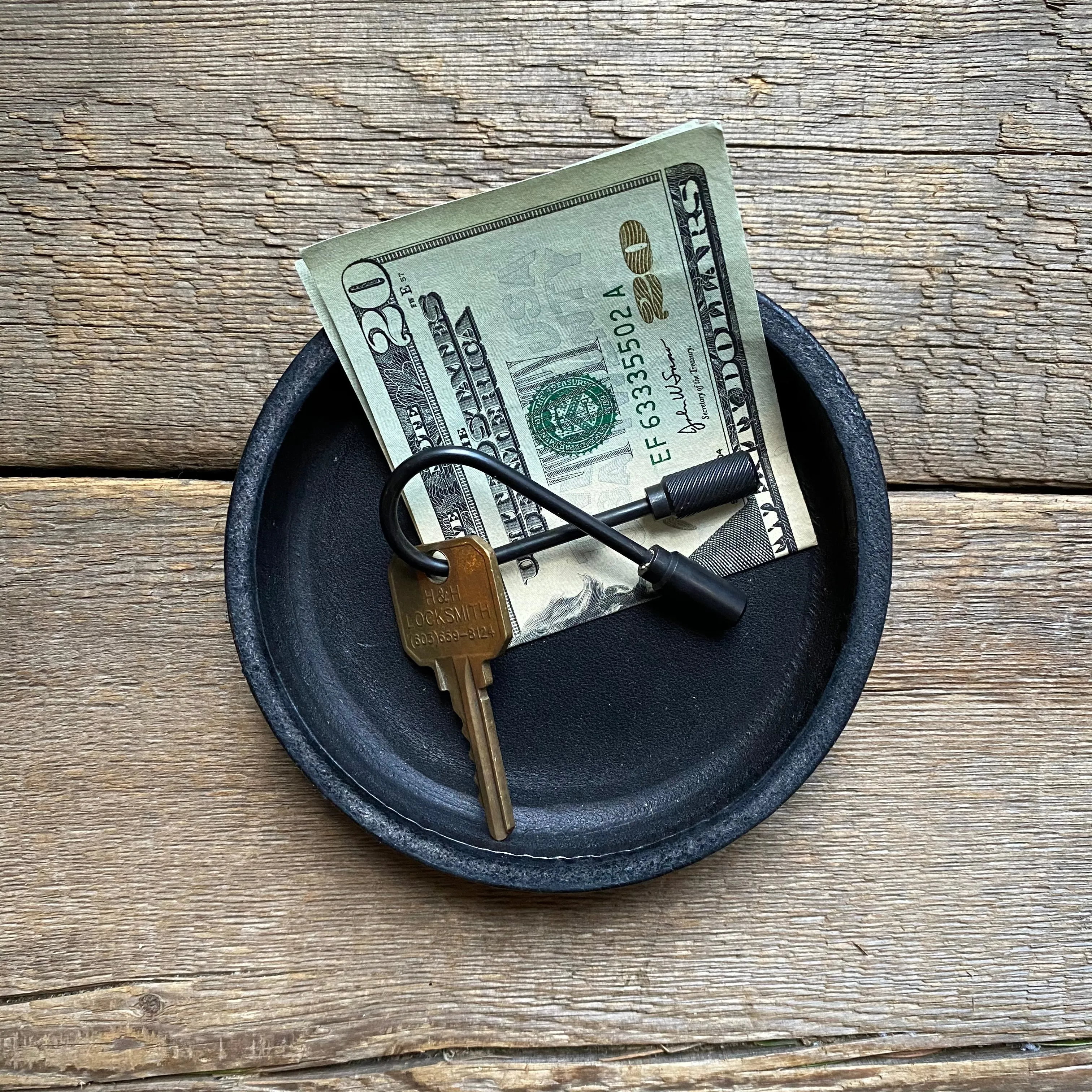 Leather Valet Catchall Trays, Black