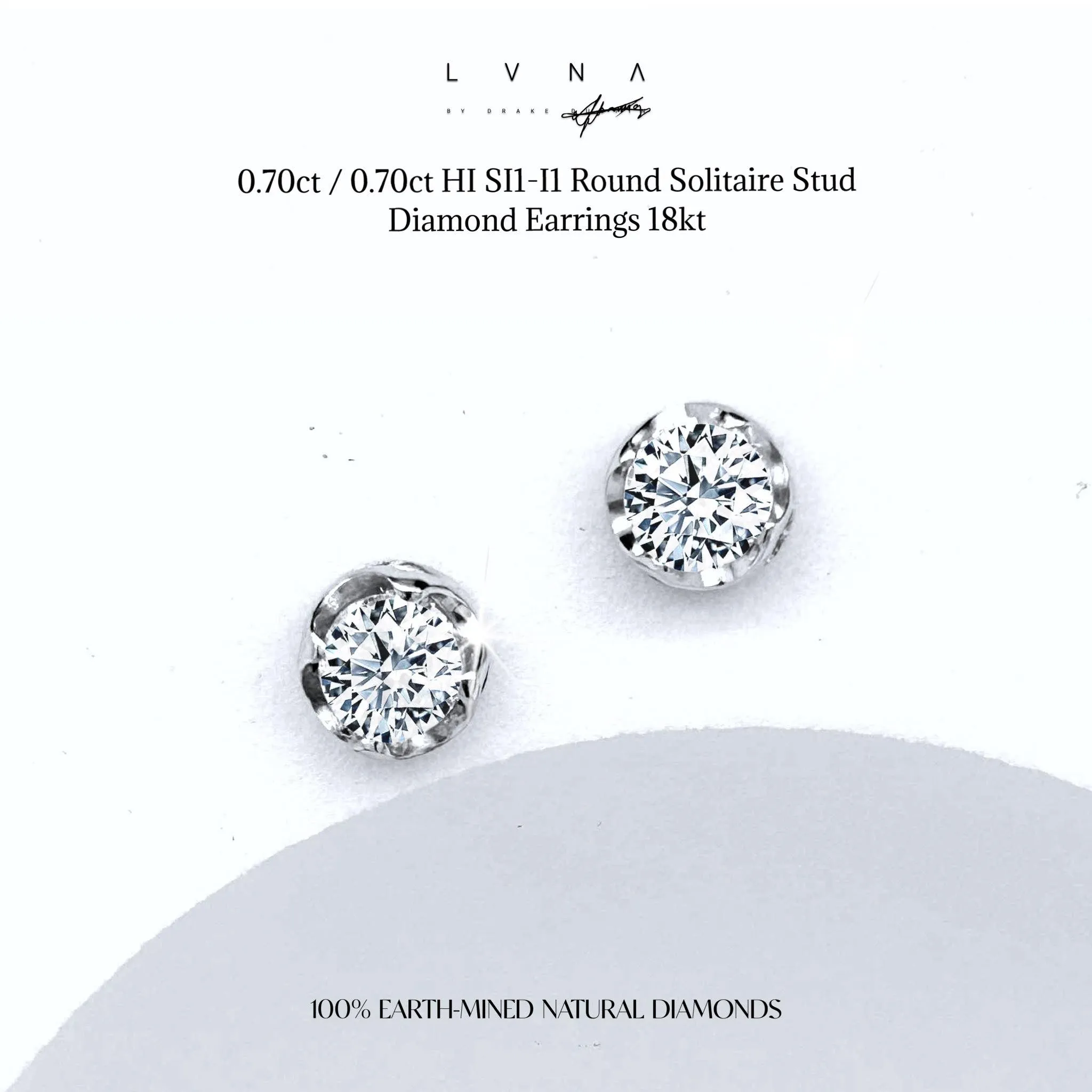 #LVNA2024 | 1.40cts HI SI1-I1 Round Solitaire Stud Diamond Earrings 18kt