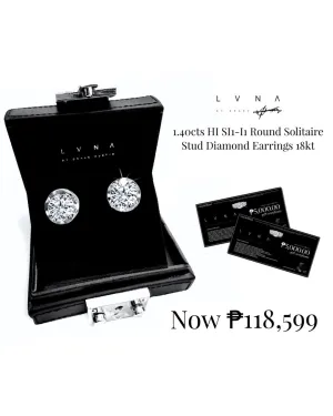 #LVNA2024 | 1.40cts HI SI1-I1 Round Solitaire Stud Diamond Earrings 18kt