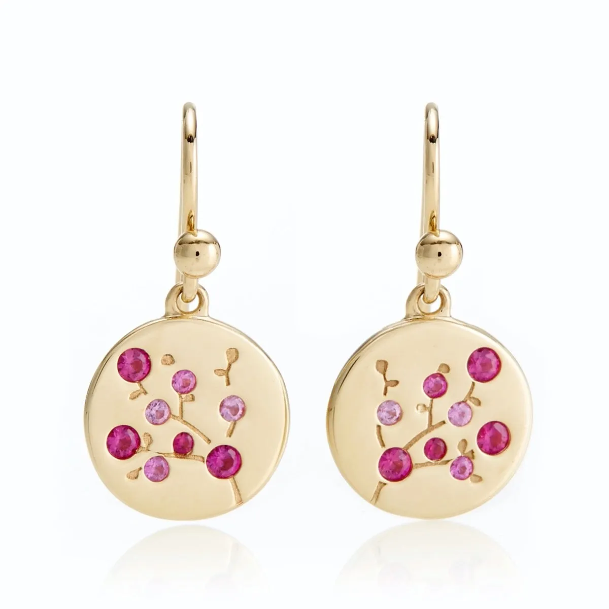 Pink Sapphire Cherry Blossom Earrings