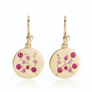 Pink Sapphire Cherry Blossom Earrings