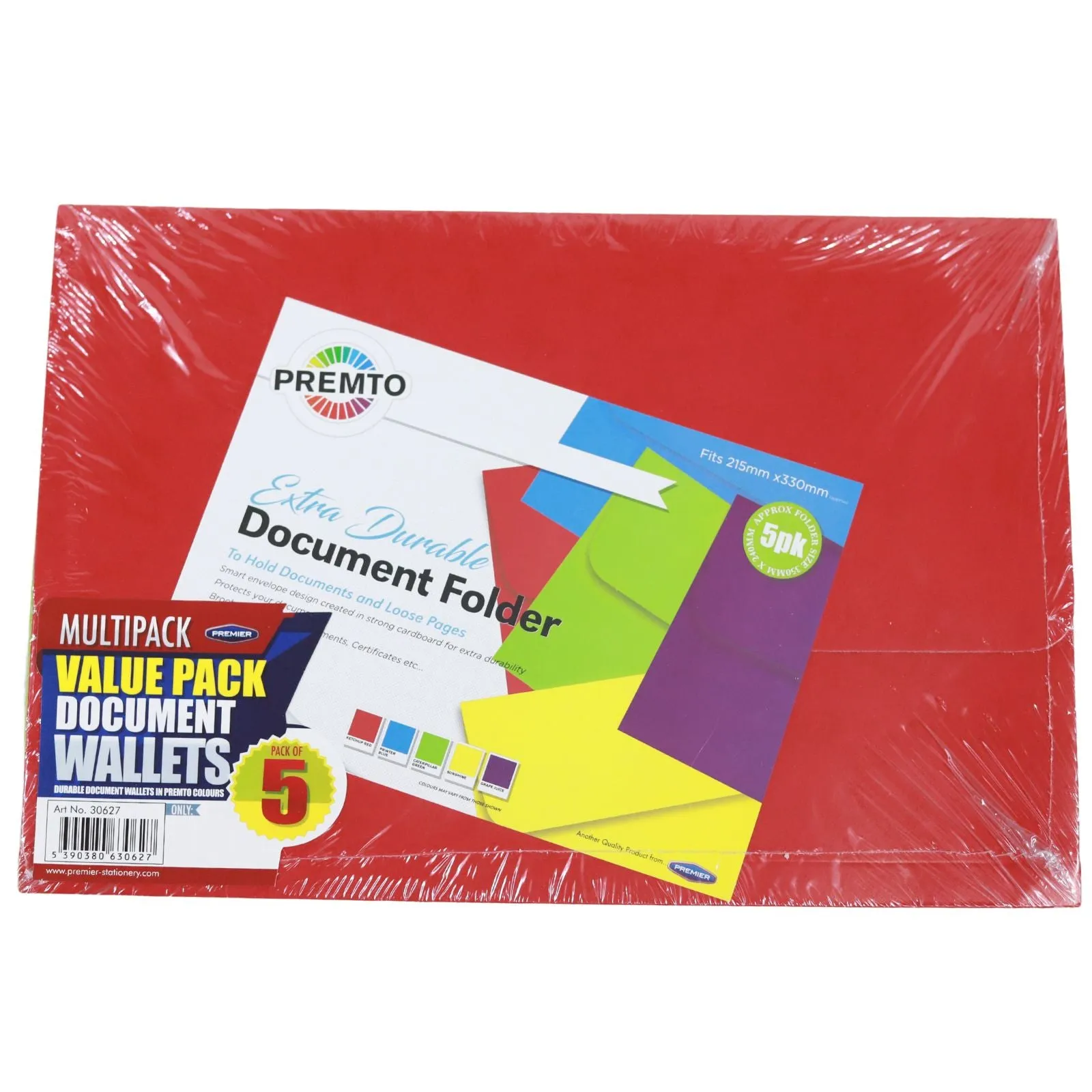 Premto Pack of 5 Extra Durable Document Wallets - Card