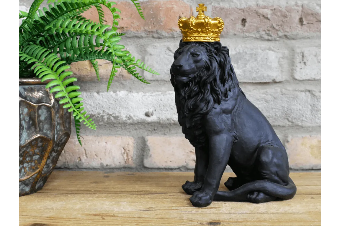 Regal Lion with Crown Sculpture