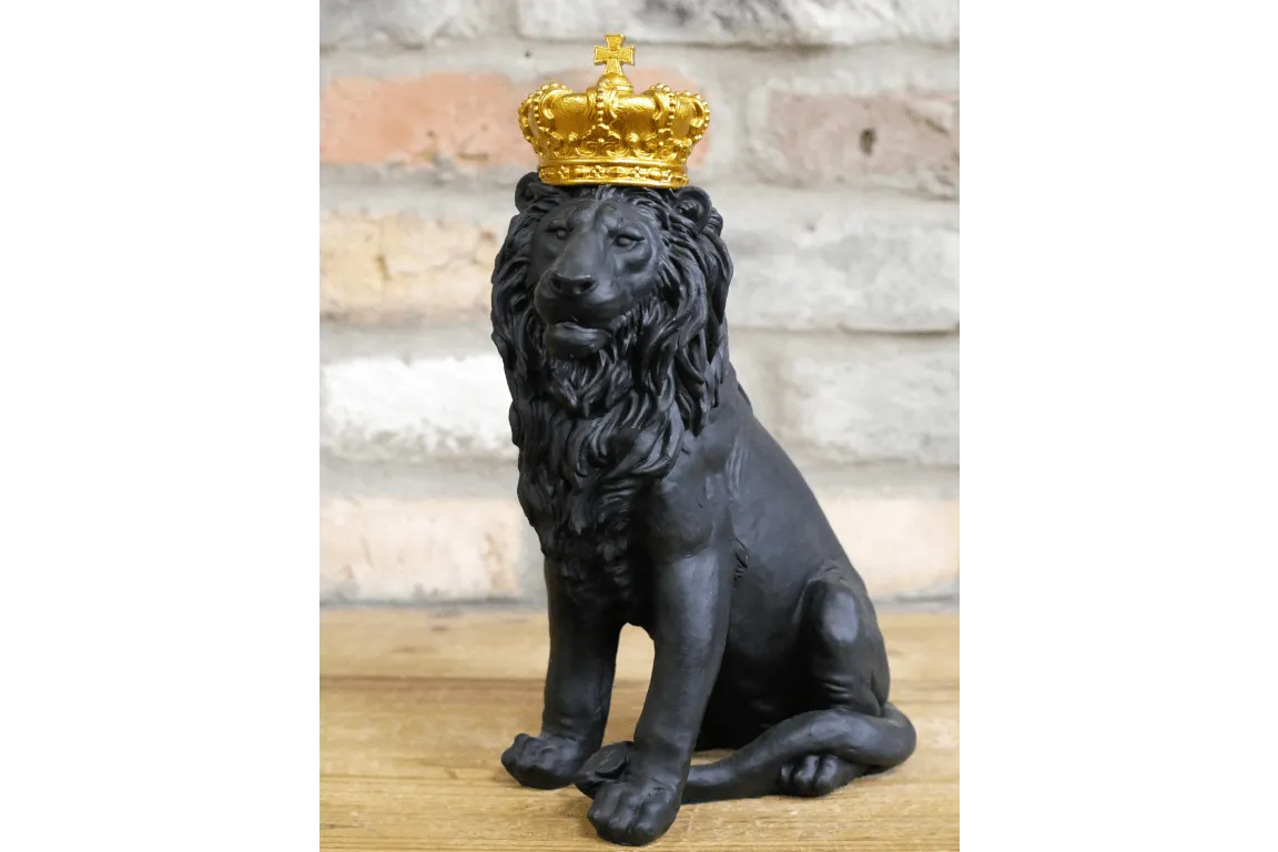 Regal Lion with Crown Sculpture