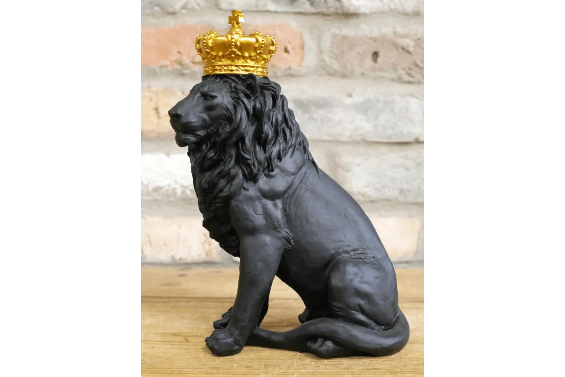 Regal Lion with Crown Sculpture