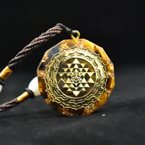 Sacred Sri Yantra Orgonite Necklace - Tiger’s Eye