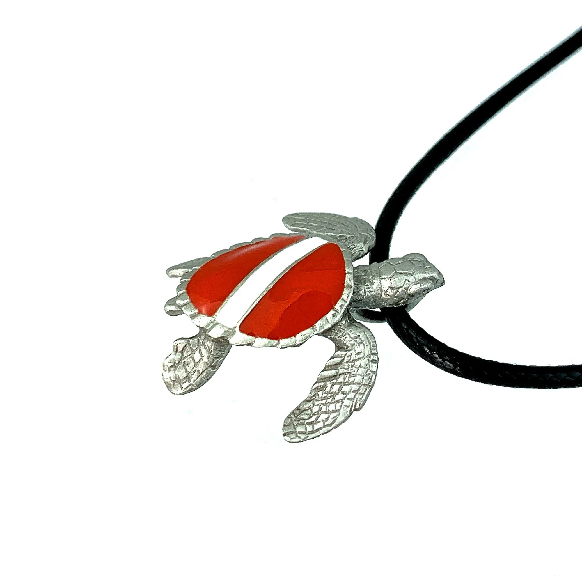 Sea Turtle Necklace Pendant with Dive Flag-  Dive Flag Sea Turtle Gifts, Dive Turtle Necklaces, Diving Gifts for Turtle Lovers, Jewelry for Divers